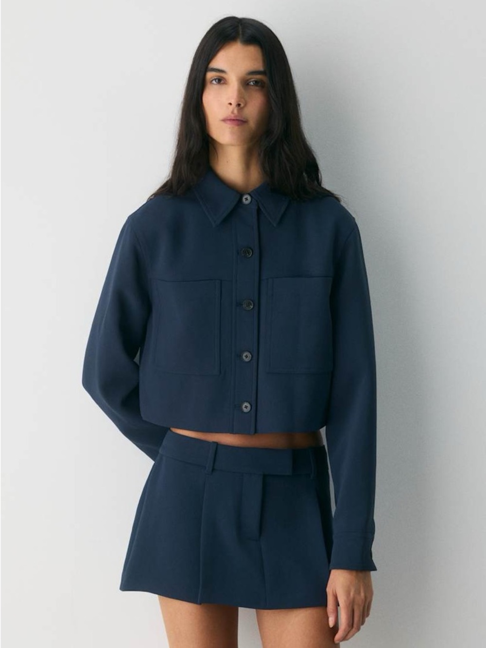 PRICE DROP Aritzia Navy Tailored Cropped Jacket Small - Picture 2 of 6